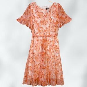 DKNY Woman’s Orange Flutter Sleeve Midi Dress / Size 12